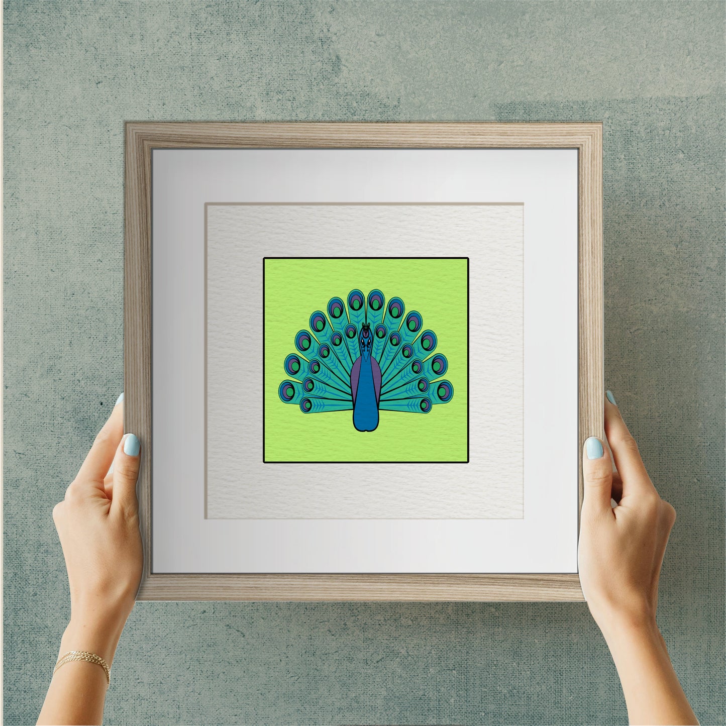 Framed Art Print - Peacock Blue