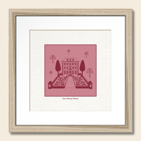 Framed Art Print - Broadstone House in Blancmange & Strawberry
