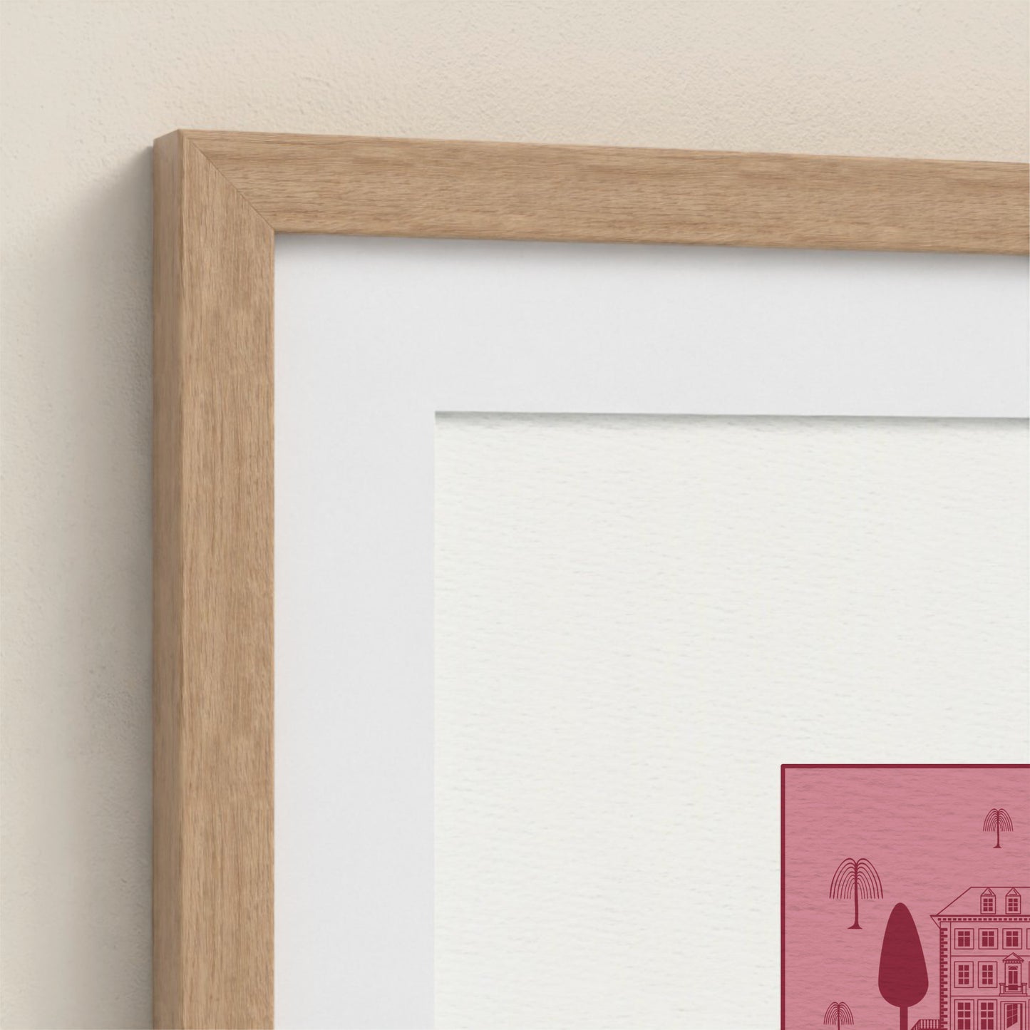 Framed Art Print - Broadstone House in Blancmange & Strawberry