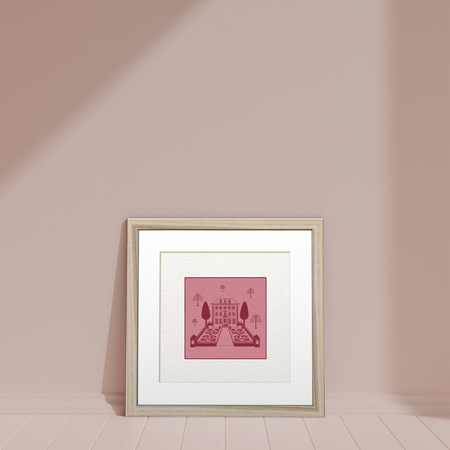 Framed Art Print - Broadstone House in Blancmange & Strawberry