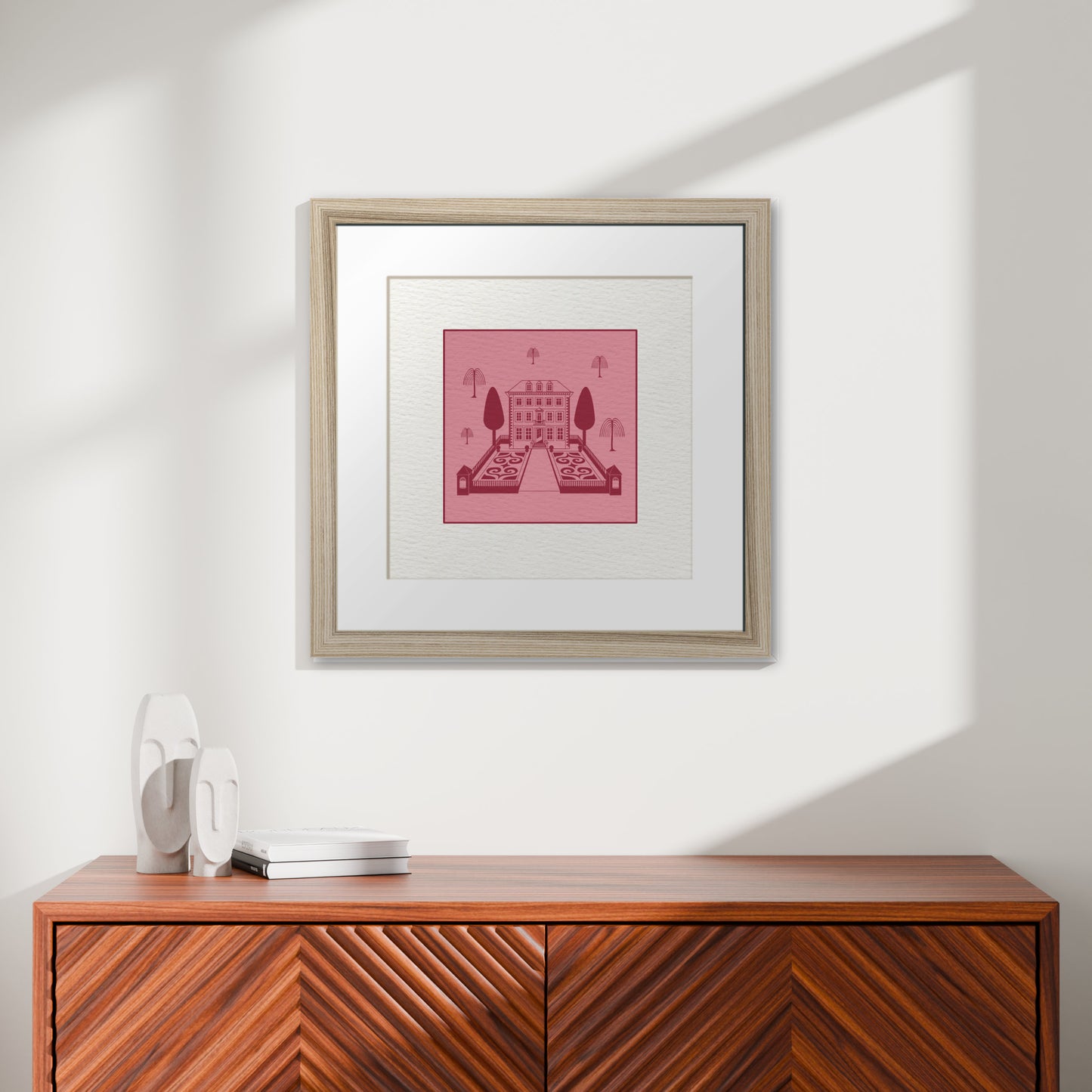 Framed Art Print - Broadstone House in Blancmange & Strawberry