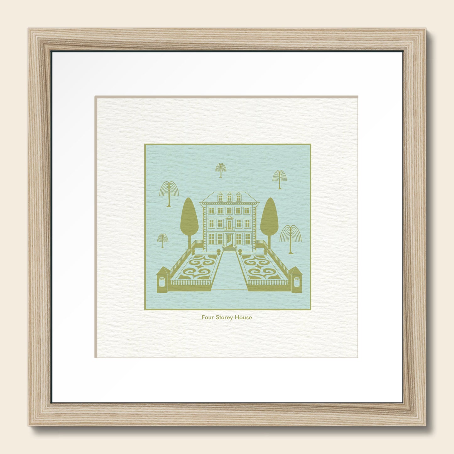 Framed Art Print - Broadstone House in Powder & Pea