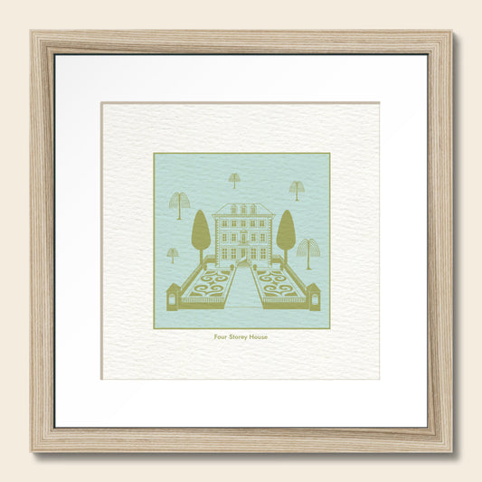 Framed Art Print - Broadstone House in Powder & Pea