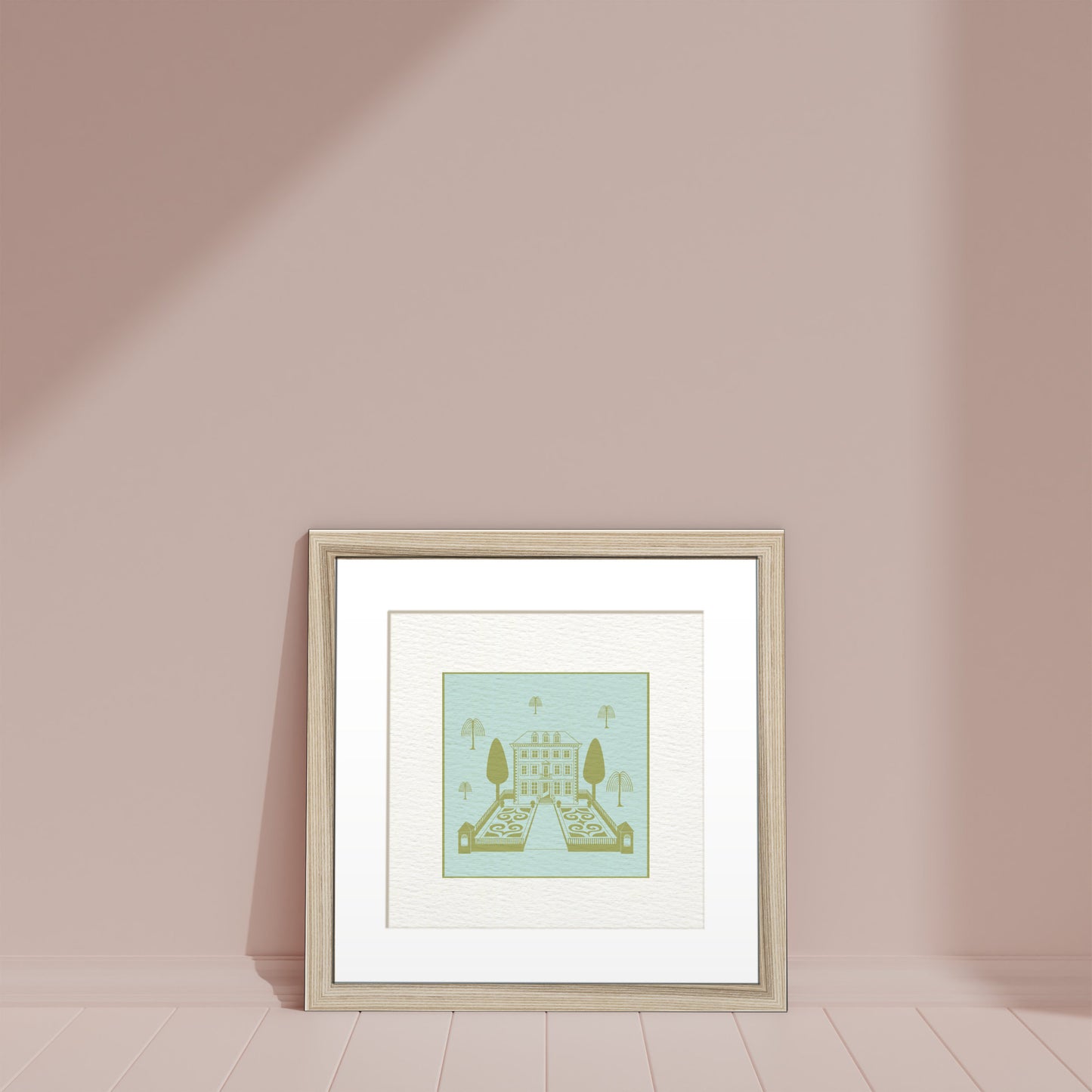 Framed Art Print - Broadstone House in Powder & Pea