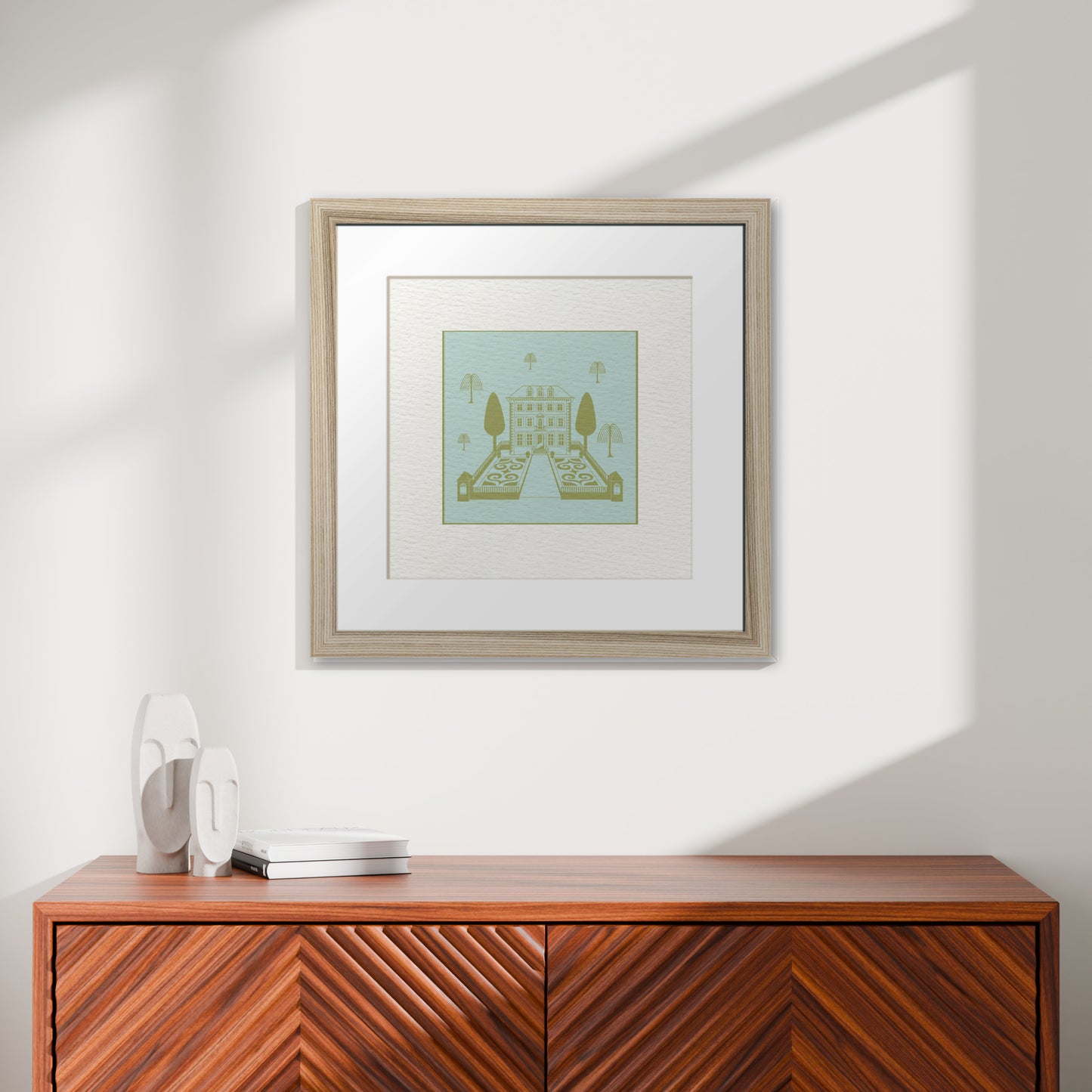 Framed Art Print - Broadstone House in Powder & Pea