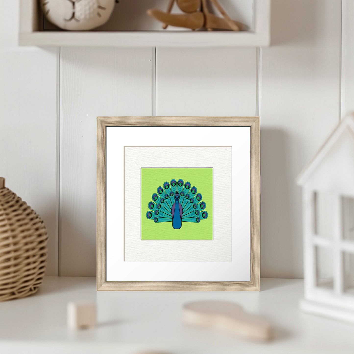 Framed Art Print - Peacock Blue