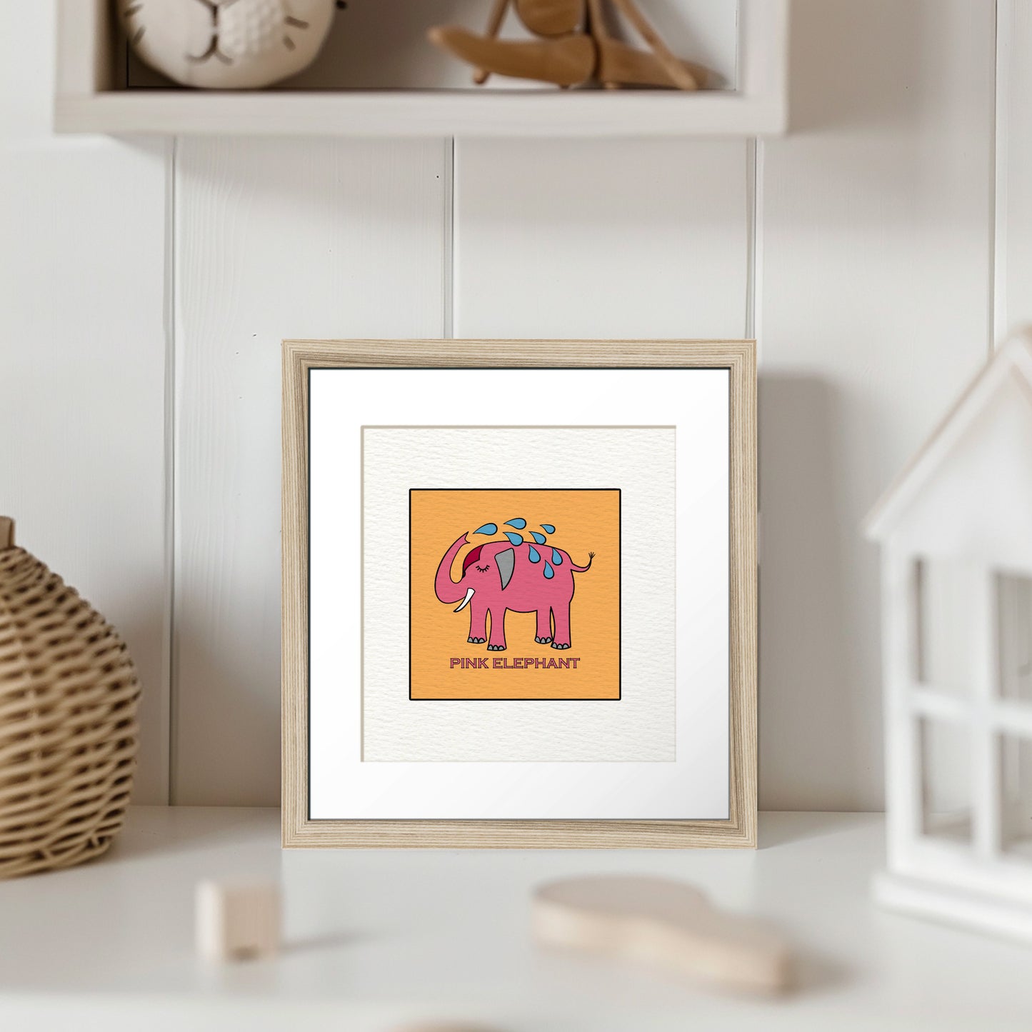 Framed Art Print - Pink Elephant